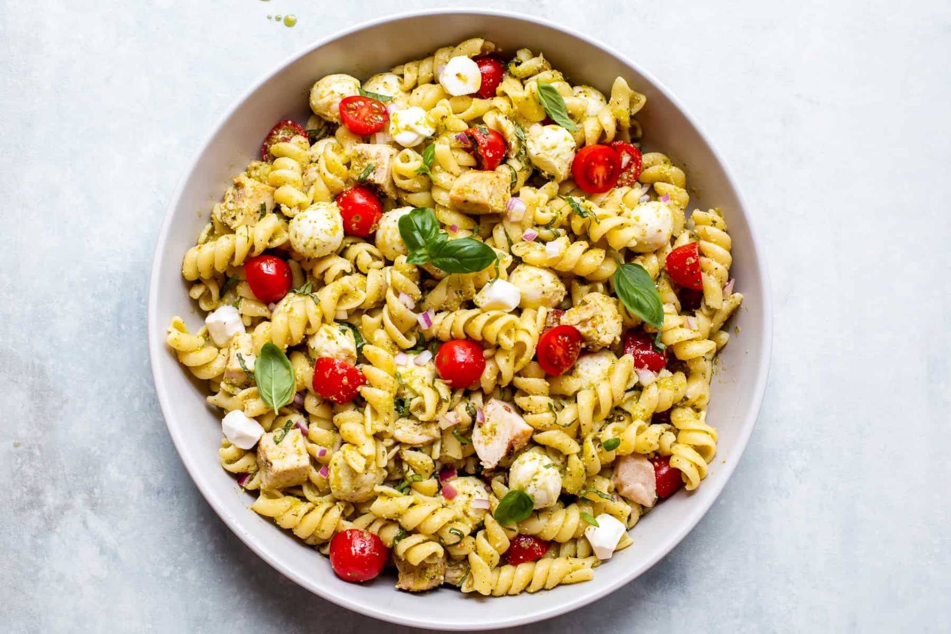 Grilled Chicken over Sundried Tomato Pasta salad
