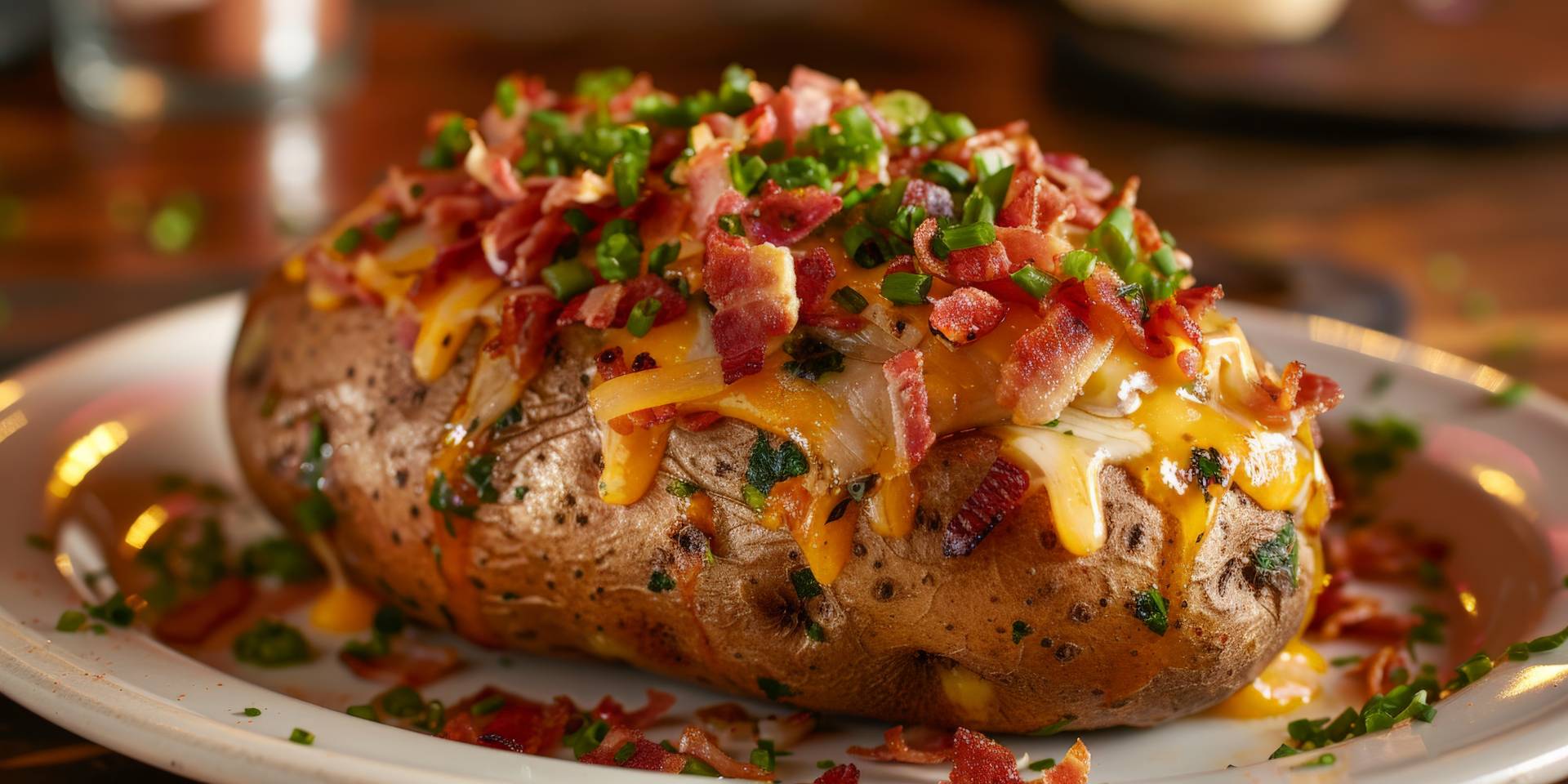 Loaded Baked Potato W/ Bacon, Chives, Broccoli, Cheese & BBQ Grilled Chicken